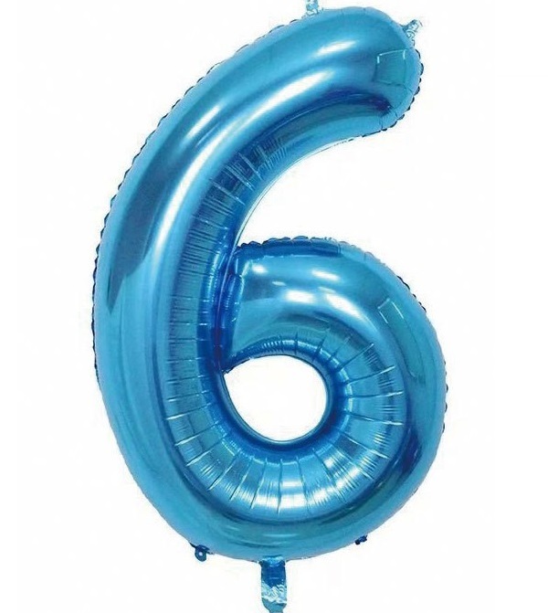 BALON FOLIOWY CYFRA 6 NIEBIESKA 100cm