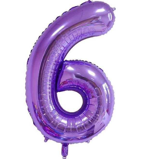 BALON FOLIOWY CYFRA 6 FIOLETOWA 100cm