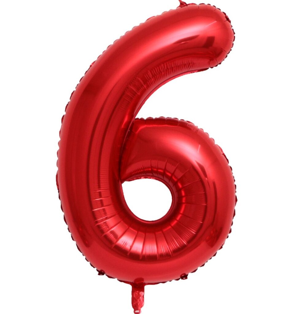 BALON FOLIOWY CYFRA 6 CZERWONA 100cm