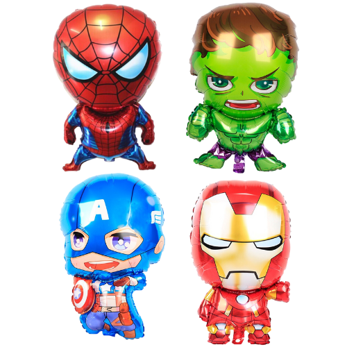 Balony foliowe Avengers Marvel Spiderman Spidey Hulk Kapitan Ameryka Iron Man – zestaw 4 szt.