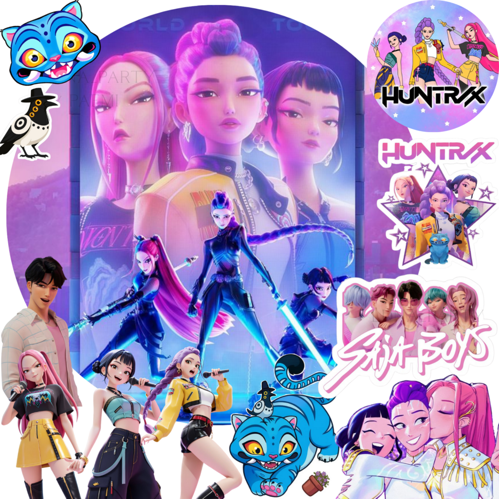 Opłatek na tort K-Pop Demon Hunters 12el. Huntrix Saja Boys