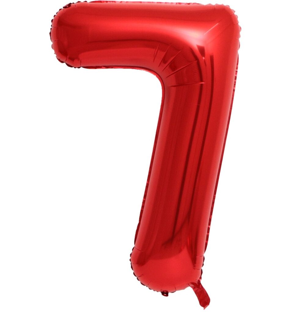 BALON FOLIOWY CYFRA 7 CZERWONA 100cm