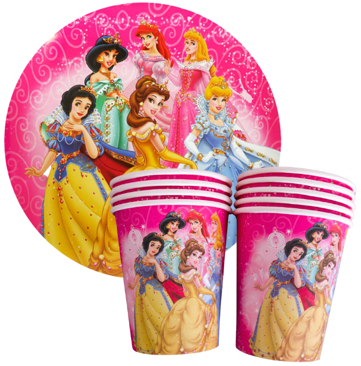 Kubki i talerzyki Księżniczki Disney Princess zestaw 20szt. urodziny