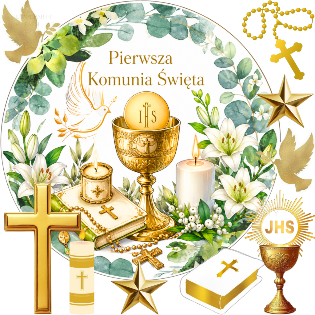 Opłatek na tort Pierwsza Komunia Święta 10el.