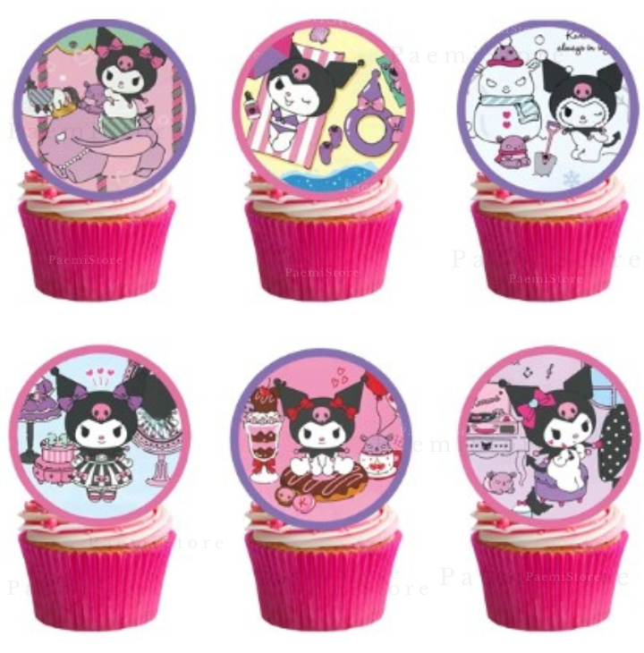 Toppery pikery Kuromi 6szt. na tort babeczki muffinki urodziny dekoracja