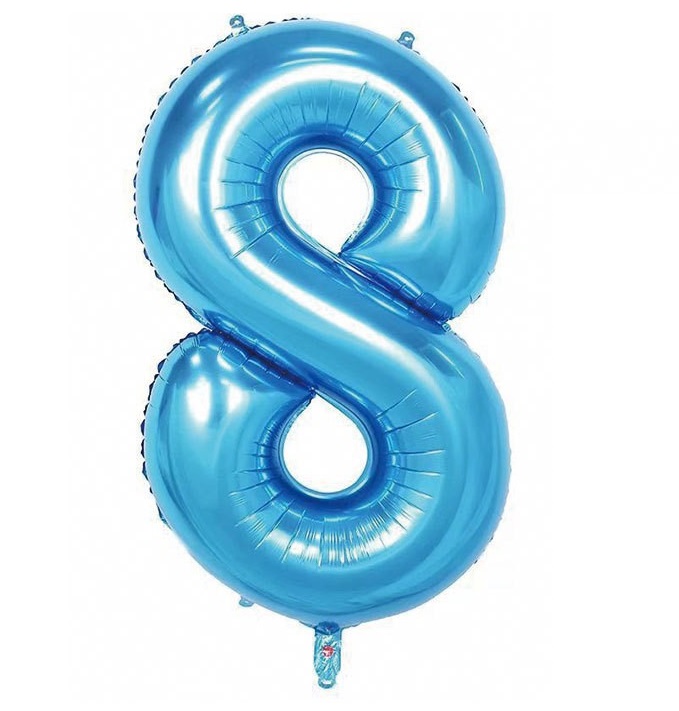 BALON FOLIOWY CYFRA 8 NIEBIESKA 100cm