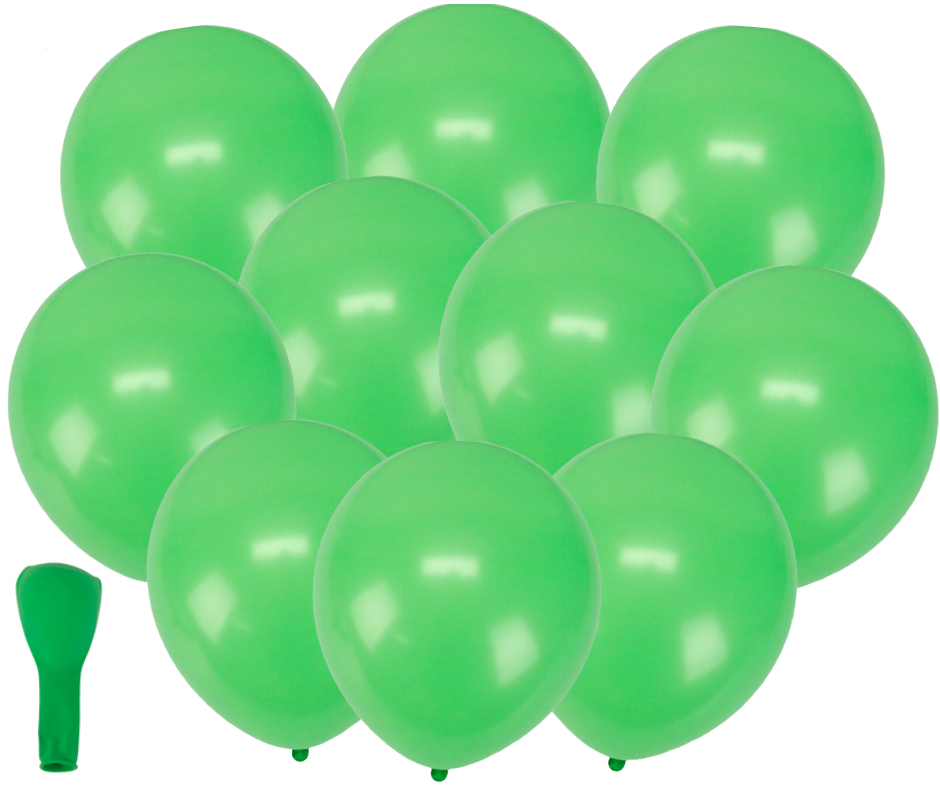 Balon lateksowe zielone 10szt. gumowe 25cm