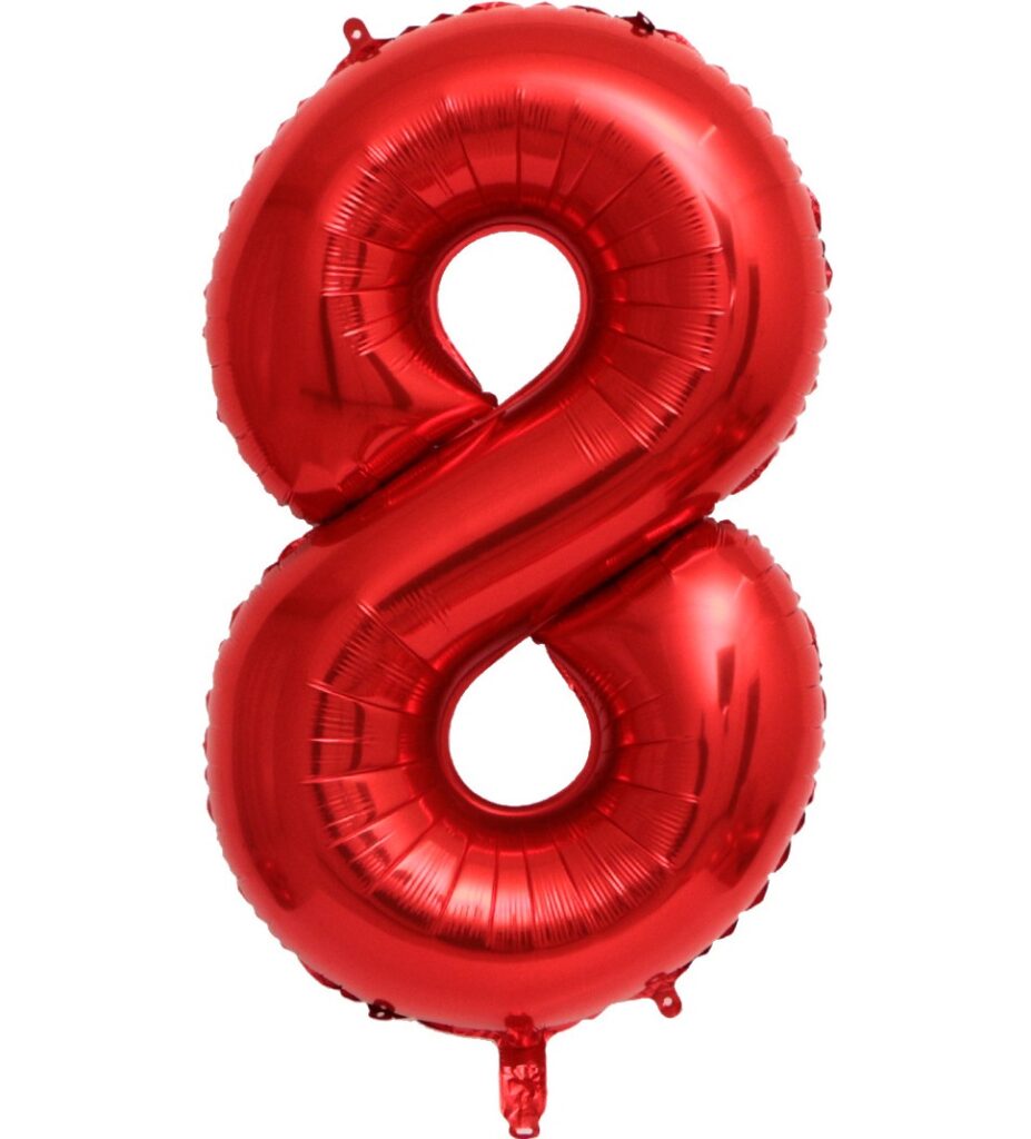 BALON FOLIOWY CYFRA 8 CZERWONA 100cm