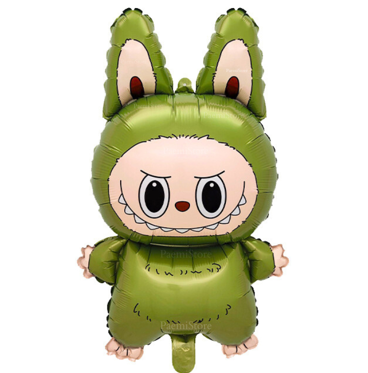 Balony foliowe Labubu zielony 5szt. monster urodziny dekoracja