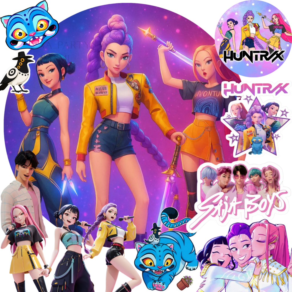Opłatek na tort K-Pop Demon Hunters 12el. Huntrix Saja Boys