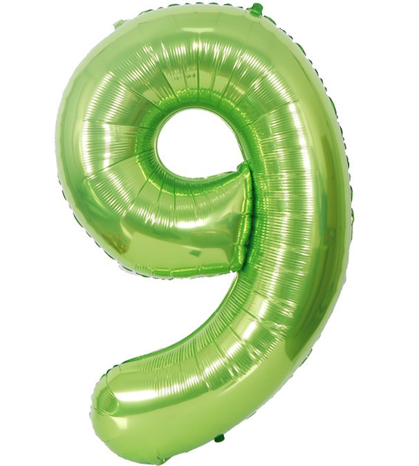 BALON FOLIOWY CYFRA 9 ZIELONA 100cm