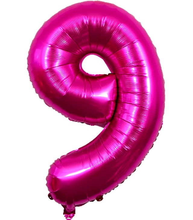 BALON FOLIOWY CYFRA 9 RÓŻOWA 100cm
