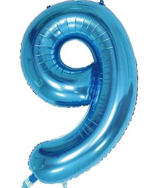 BALON FOLIOWY CYFRA 9 NIEBIESKA 100cm