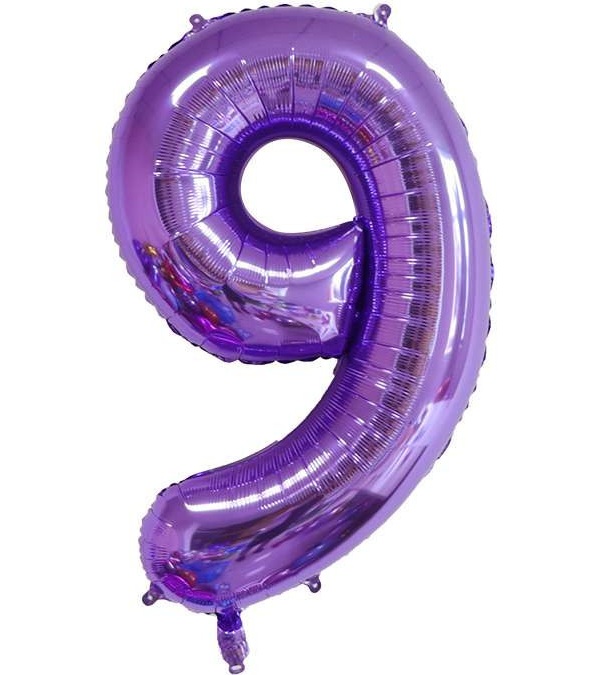 BALON FOLIOWY CYFRA 9 FIOLETOWA 100cm