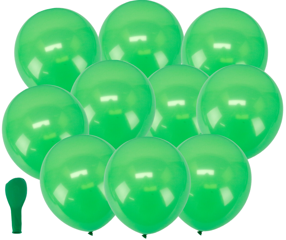 Balon lateksowe zielone standard 10szt. gumowe 25cm