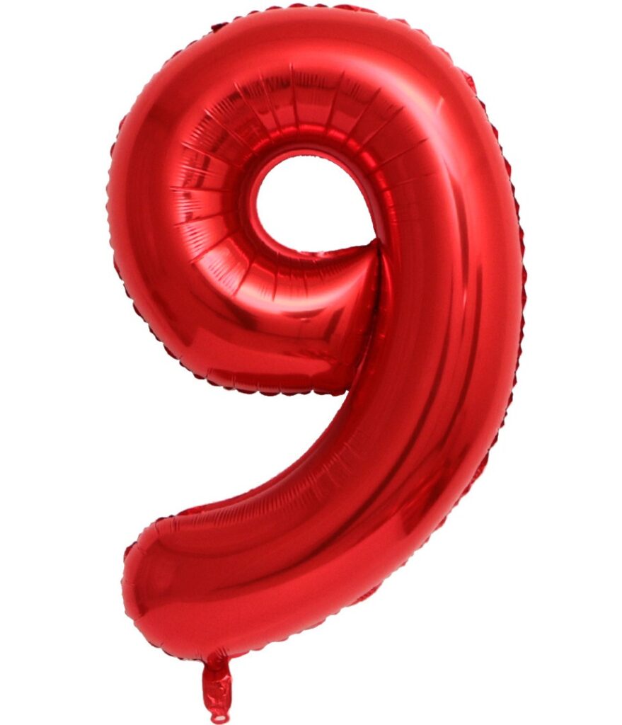 BALON FOLIOWY CYFRA 9 CZERWONA 100cm