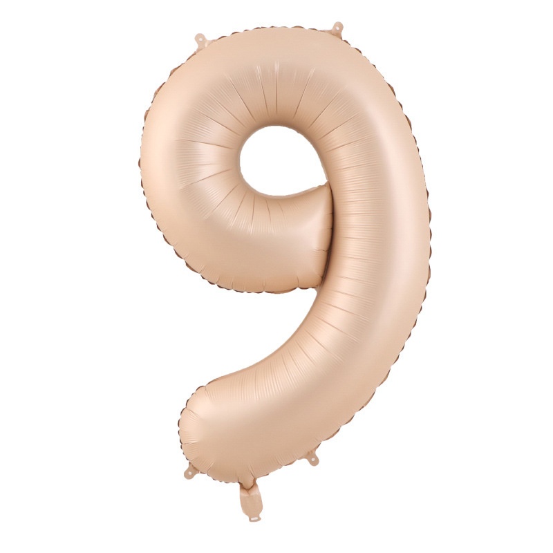 BALON FOLIOWY CYFRA 9 BEŻOWA 100cm