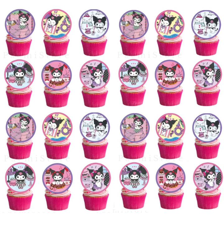 Toppery pikery Kuromi 24szt. na tort babeczki muffinki urodziny dekoracja