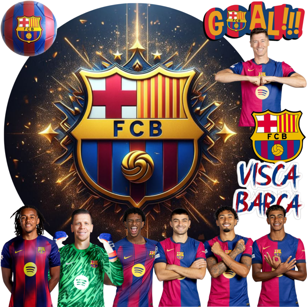 Opłatek na tort FC Barcelona 12el. piłka nożna FCB