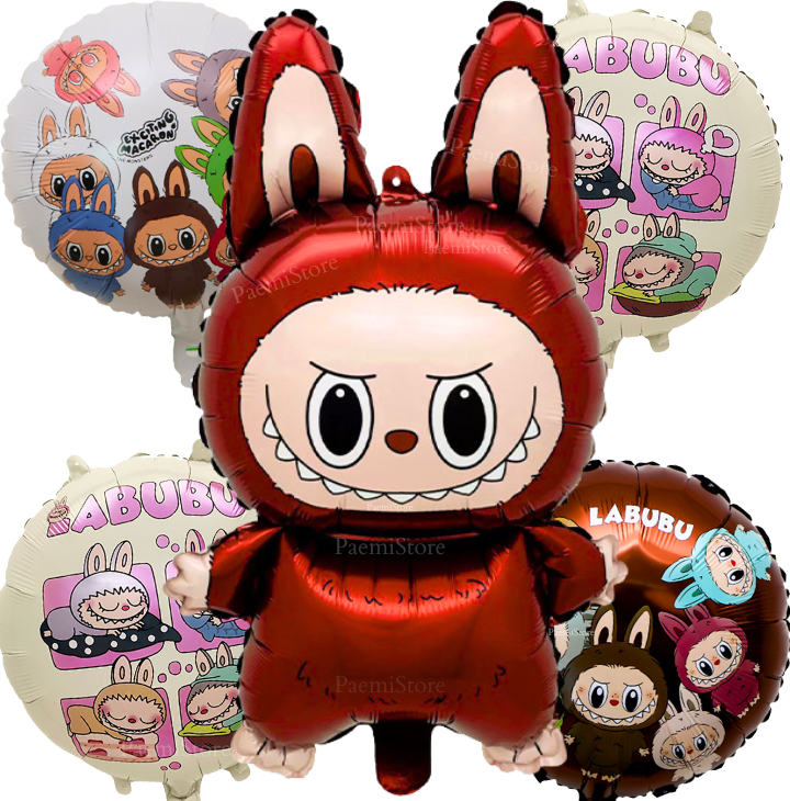 Balony foliowe Labubu brązowy 5szt. monster urodziny dekoracja