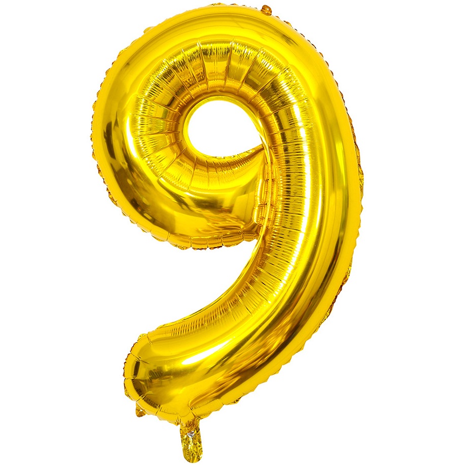 BALON FOLIOWY CYFRA 9 ZŁOTA 100cm
