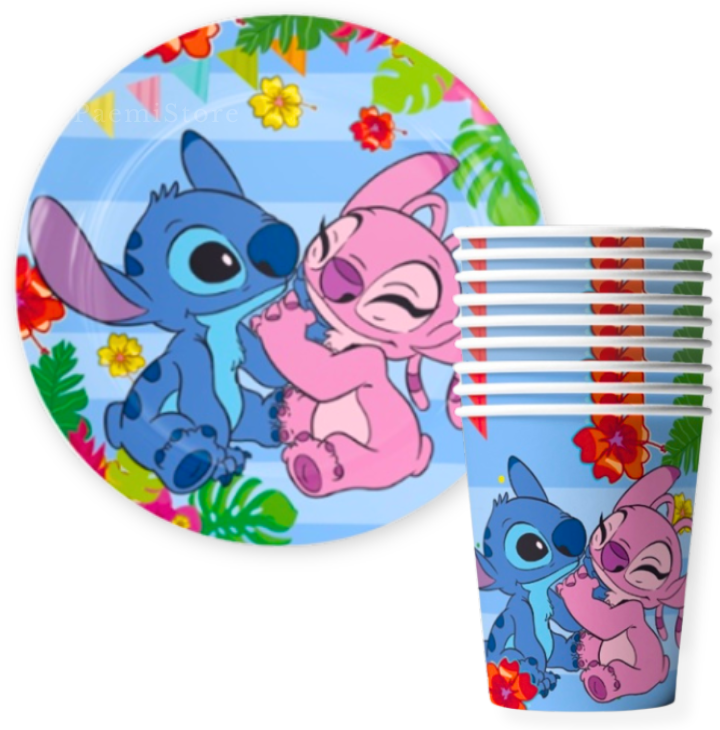 Kubki i talerzyki Lilo & Stitch zestaw 20 szt. urodziny Sticz
