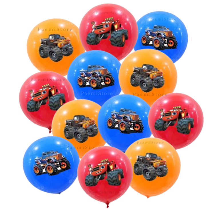 Balony lateksowe Blaze i Mega Maszyny 12szt. auta monster truck