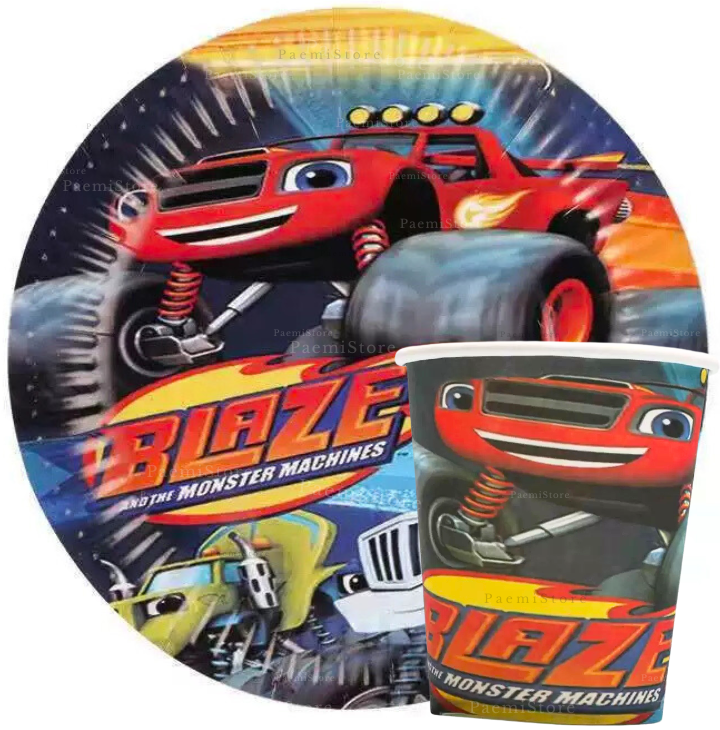 Kubki talerzyki Blaze i Mega Maszyny 20el. auta monster truck