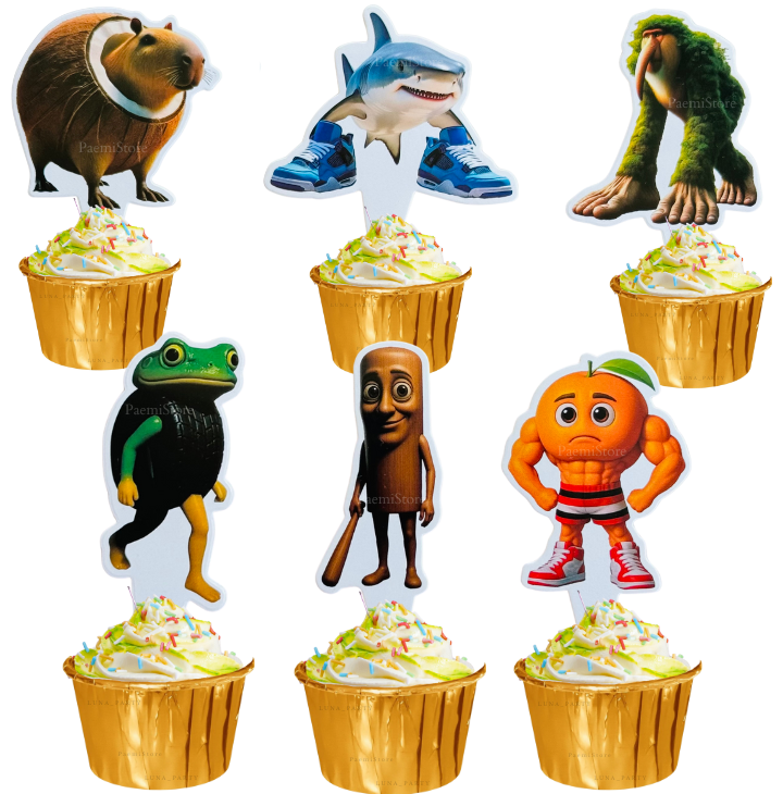Toppery pikery Italian Brainrot 6szt. na tort babeczki muffinki urodziny