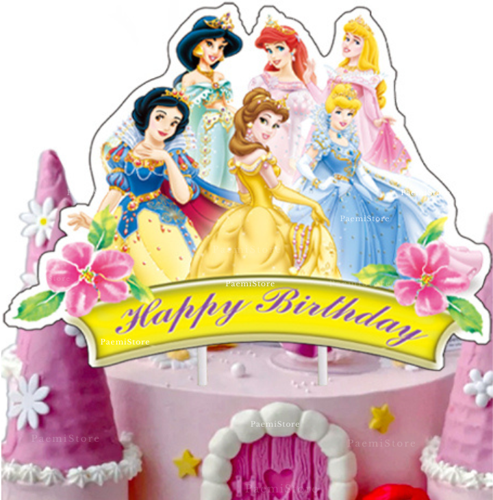 Topper na tort Księżniczki Disney Princess 1szt. Bella Kopciuszek Ariel