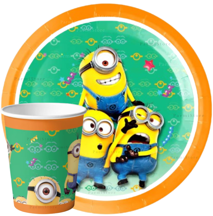 Kubki talerzyki Minionki 20el. urodziny dekoracja