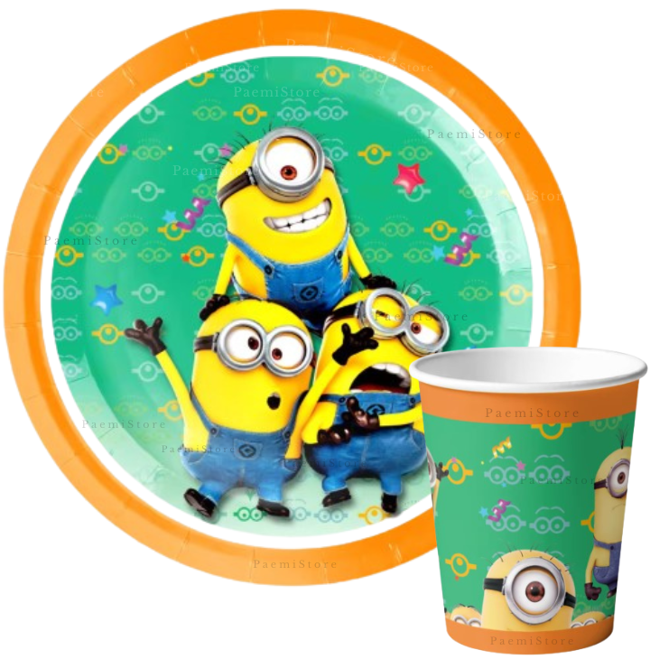 Kubki talerzyki serwetki Minionki 40el. urodziny dekoracja