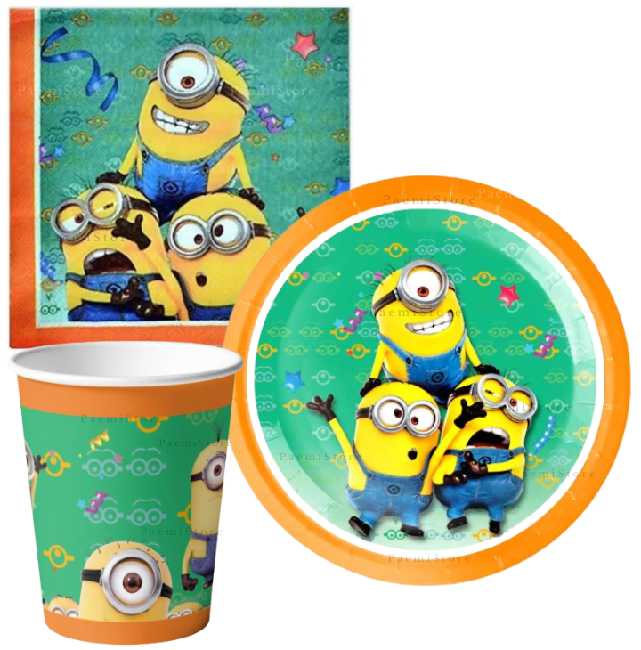 Kubki talerzyki serwetki Minionki 40el. urodziny dekoracja