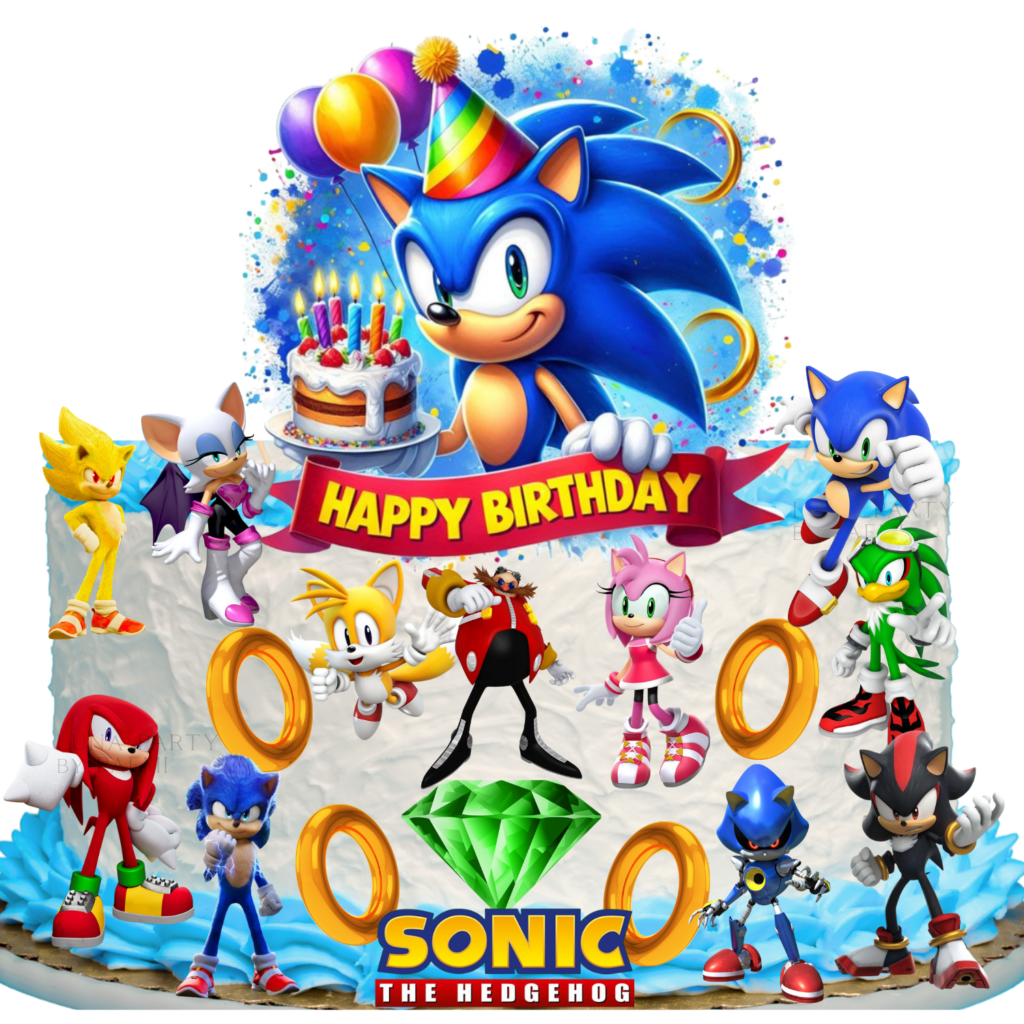 Opłatek na tort Sonic 18el. the Hedgehog Knuckles Tails