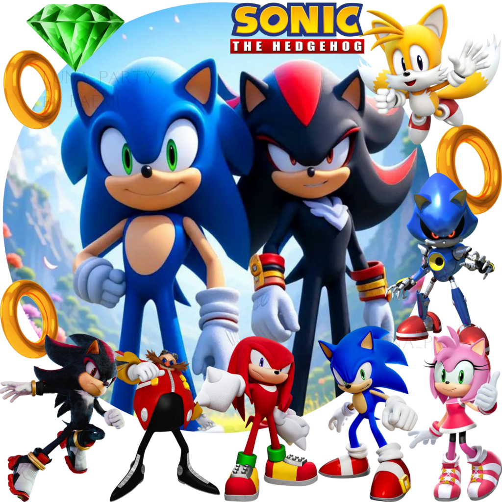 Opłatek na tort Sonic 13el. the Hedgehog Knuckles Tails