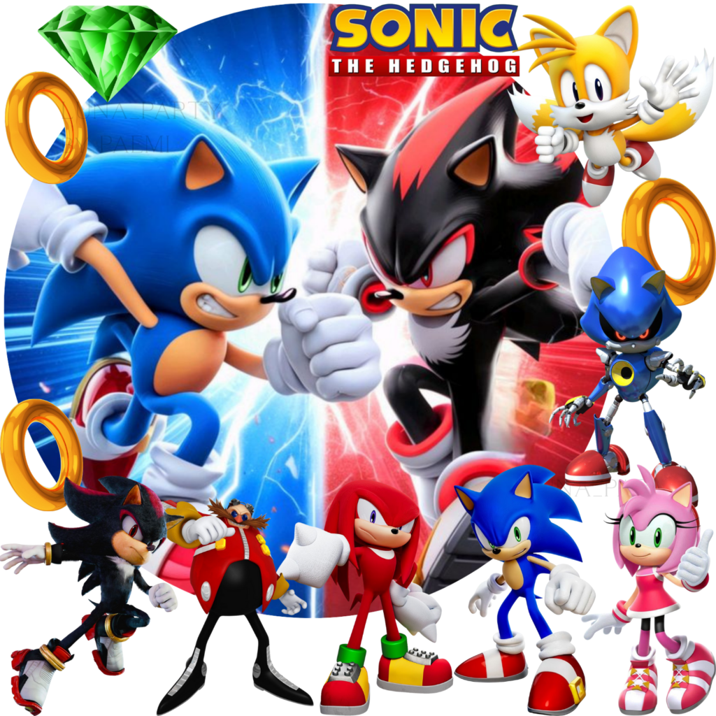Opłatek na tort Sonic 13el. the Hedgehog Knuckles Tails
