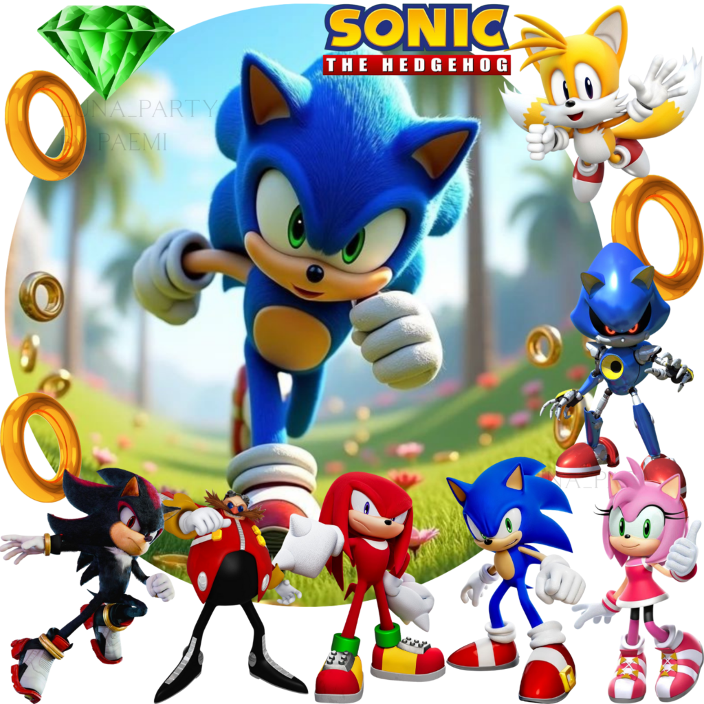 Opłatek na tort Sonic 13el. the Hedgehog Knuckles Tails
