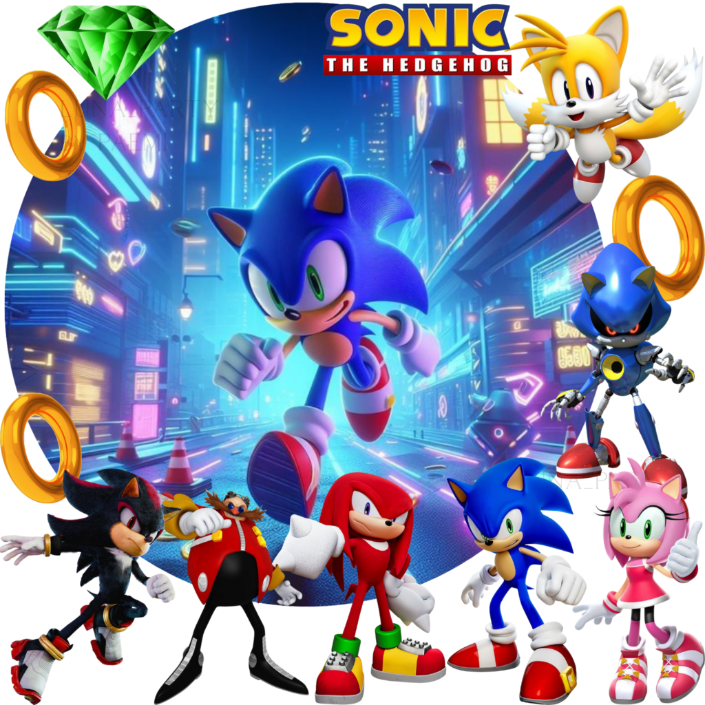 Opłatek na tort Sonic 13el. the Hedgehog Knuckles Tails