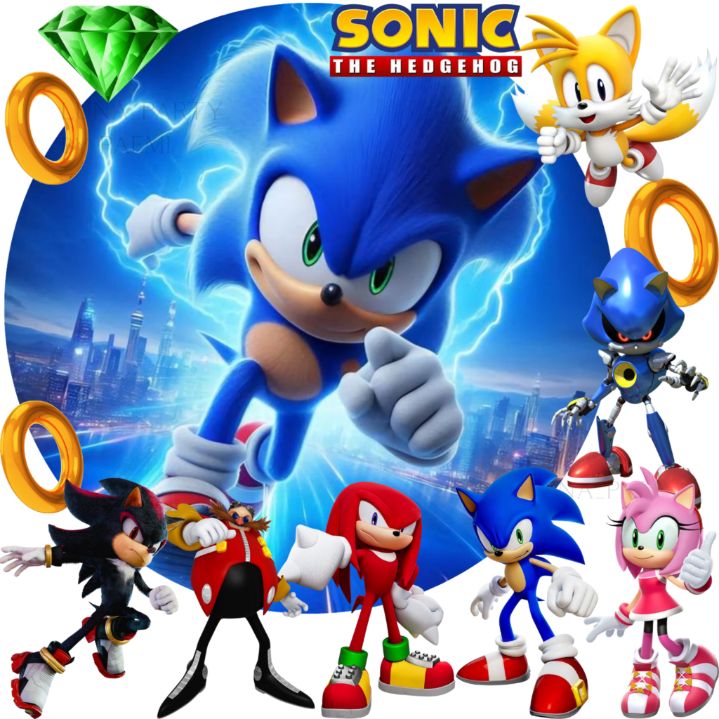 Opłatek na tort Sonic 13el. the Hedgehog Knuckles Tails