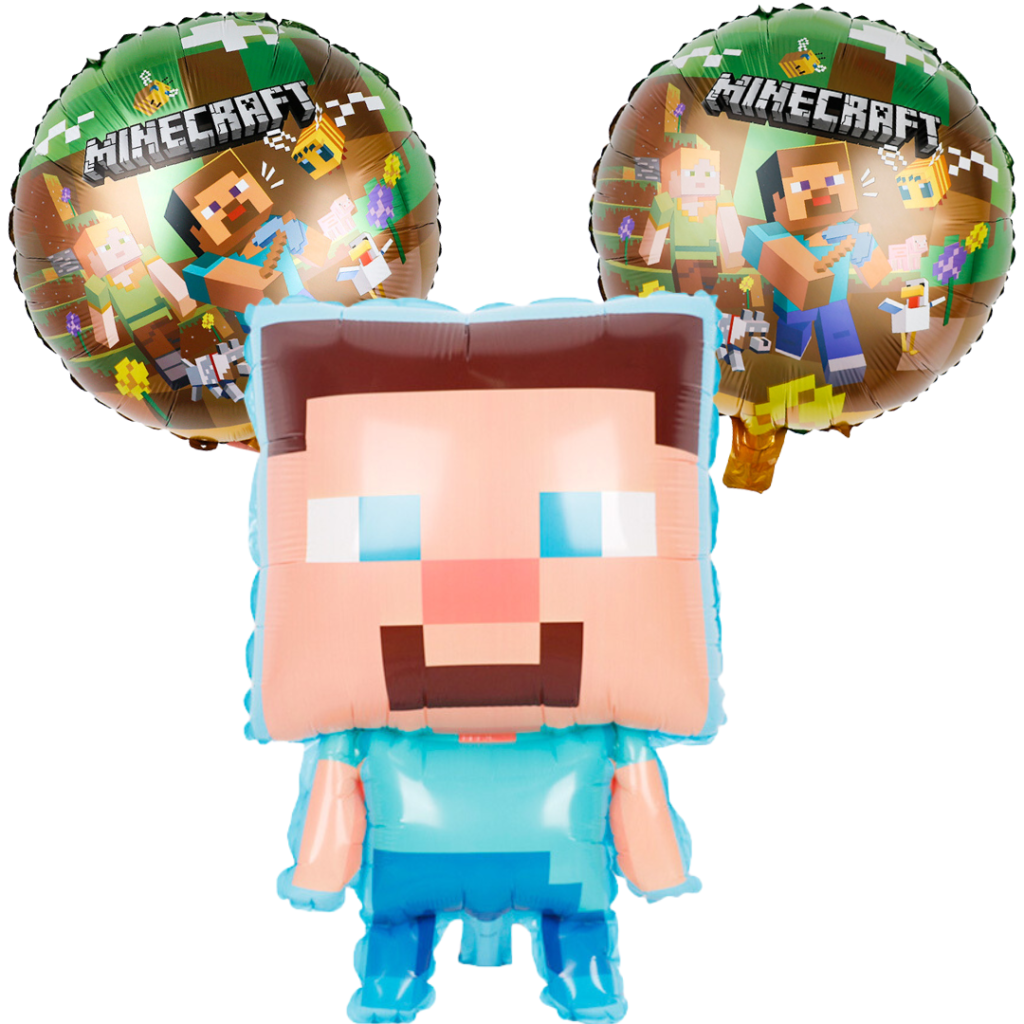 Balony foliowe Minecraft Steve zestaw 3szt. Creeper pixel game