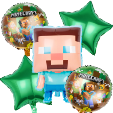 Balony foliowe Minecraft Steve zestaw 5szt. Creeper pixel game