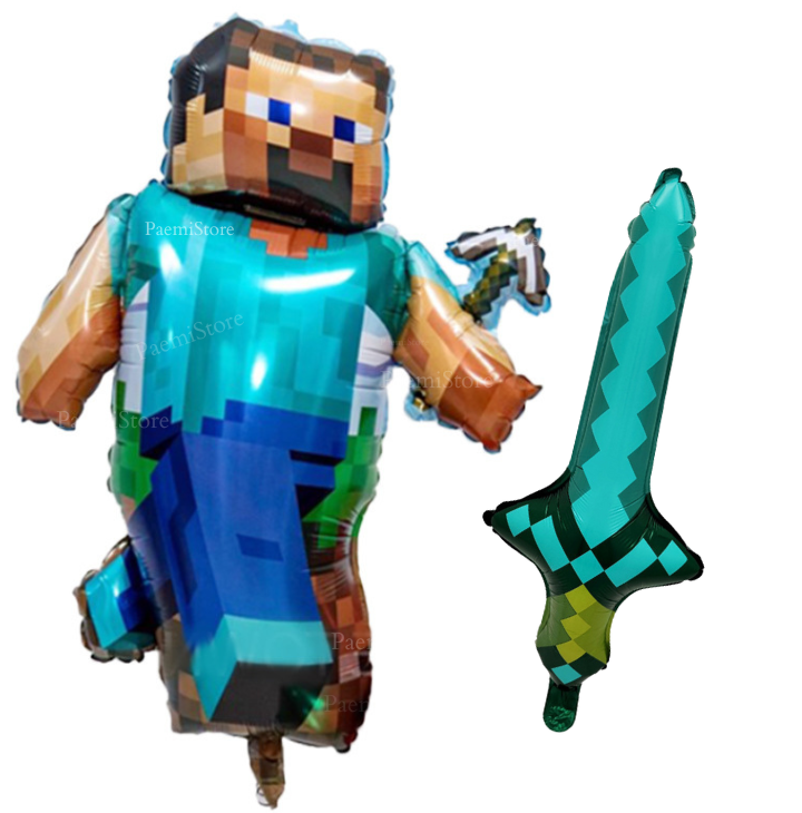Zestaw urodzinowy Minecraft 26el. balony foliowe lateksowe girlanda obrus pikery topper na tort urodziny (Kopia)