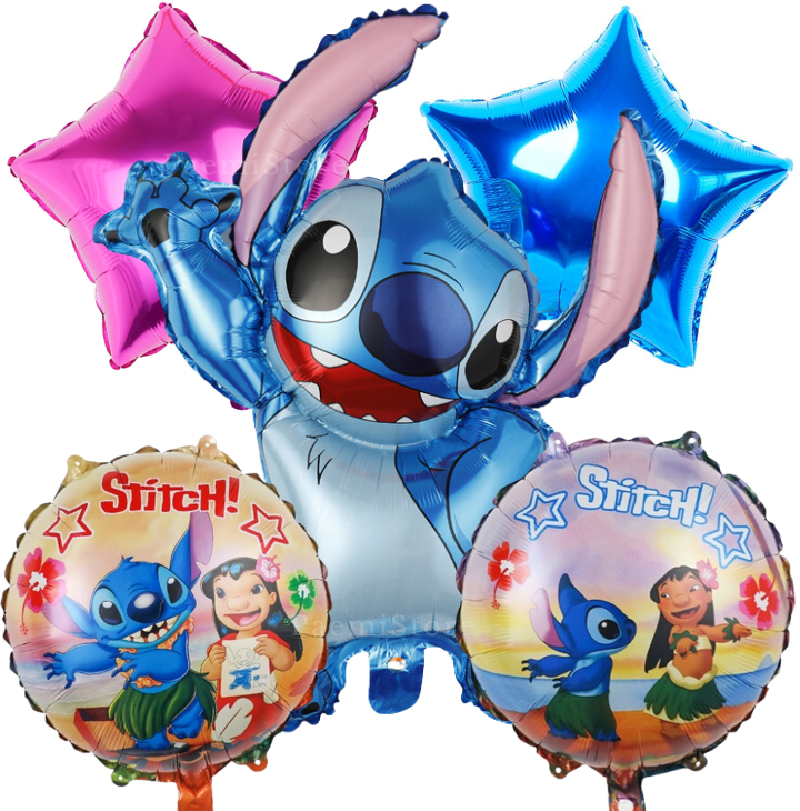 Balony foliowe Lilo & Stitch Sticz Angel zestaw 5szt. urodziny