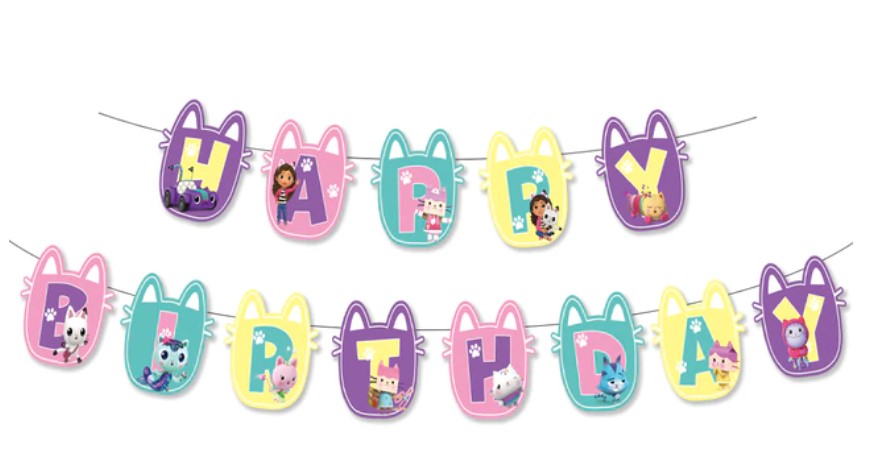Zestaw urodzinowy Koci Domek Gabi 38el. girlanda balony topper toppery pikery