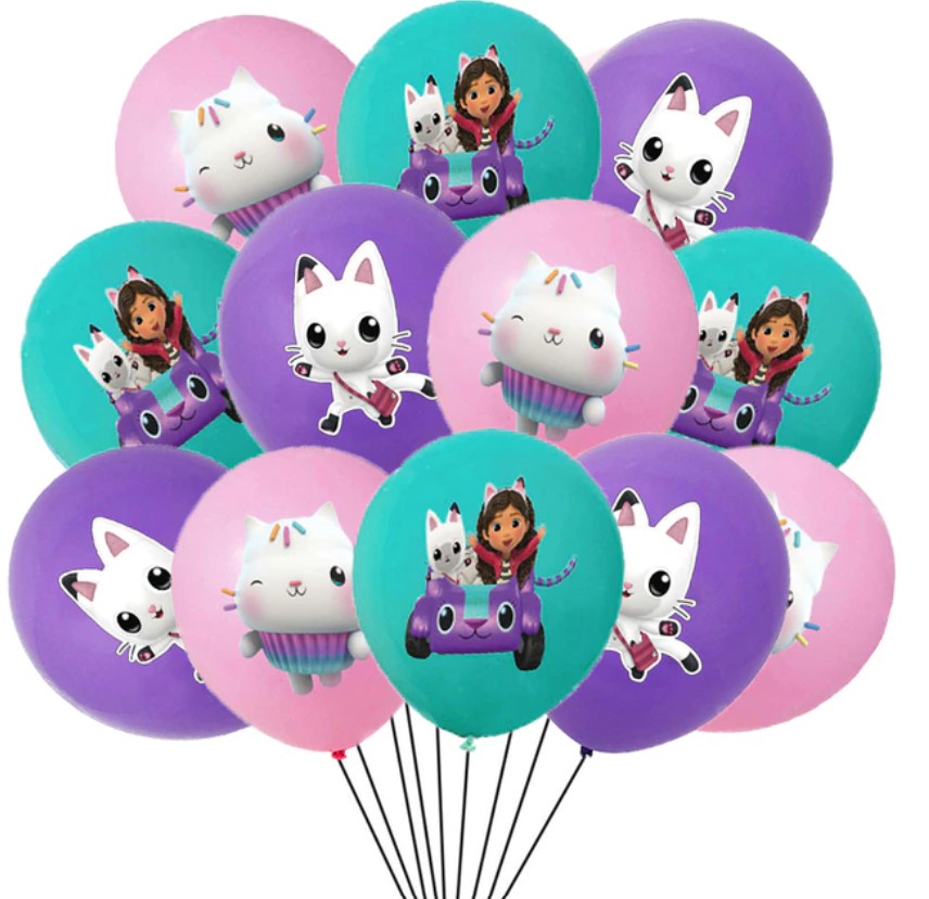 Balony lateksowe Koci Domek Gabi zestaw 18szt.
