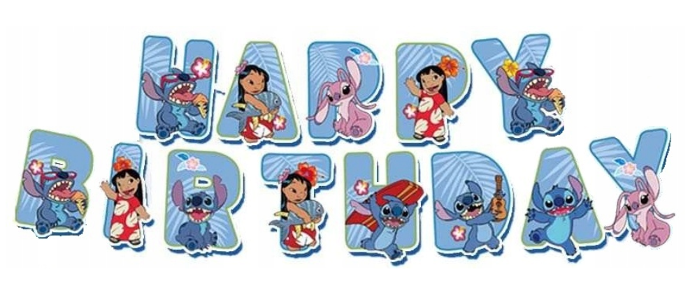 Girlanda Lilo & Stitch Sticz Angel napis baner „Happy Birthday” urodziny dekoracja