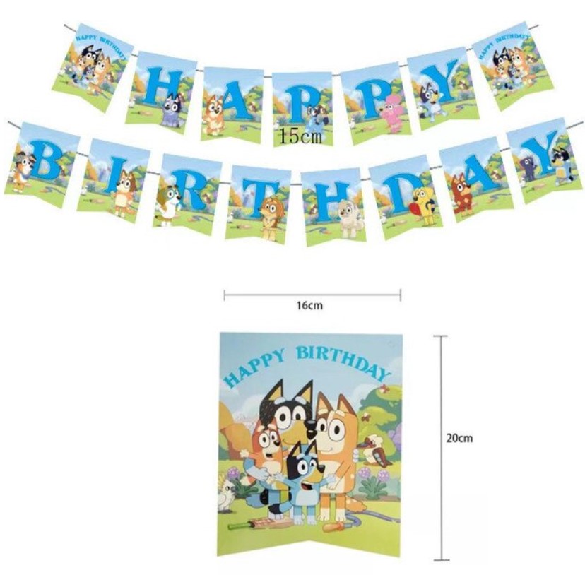 Girlanda Bluey i Bingo pieski napis baner „Happy Birthday” urodziny dekoracja