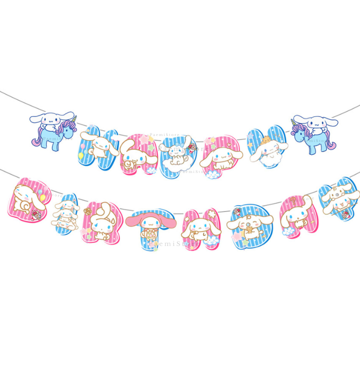 Girlanda urodzinowa Cinnamoroll napis baner „Happy Birthday” urodziny dekoracja