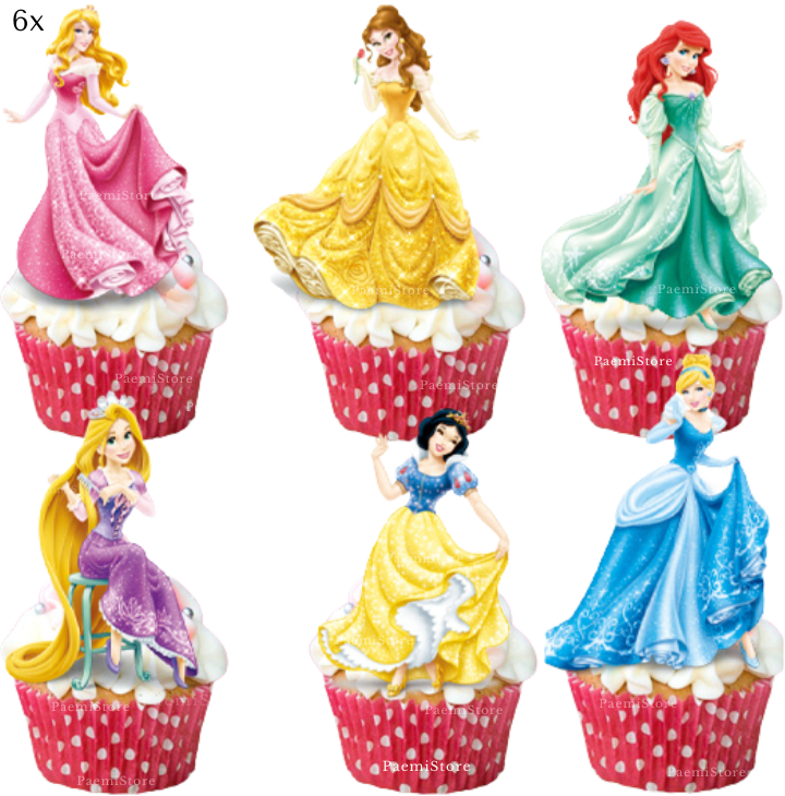 Toppery pikery Księżniczki Disney Princess 6szt. na tort babeczki muffinki