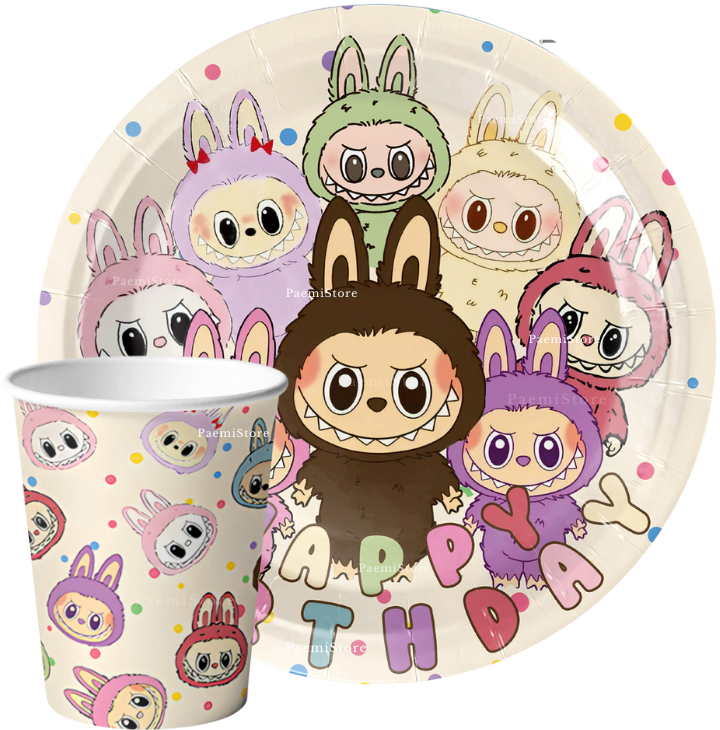 Kubki talerzyki Labubu 20el. monster urodziny dekoracja
